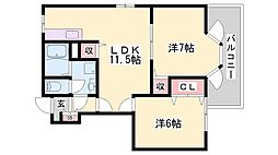 リリースタウン 2LDKの間取図画像