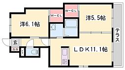 パティオ玉手 2LDKの間取図画像