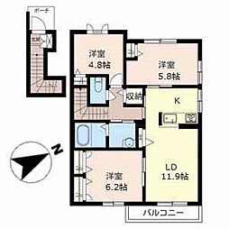 シャーメゾン松陰 3LDKの間取図画像