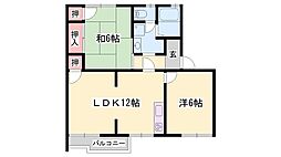 ハイツ美津野 2LDKの間取図画像