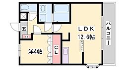 アップヒルズ 1LDKの間取図画像