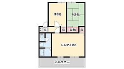 さつき荘 2LDKの間取図画像