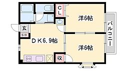 メゾン井貫 2DKの間取図画像
