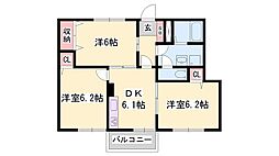 サンライト・ヴィラ1 3DKの間取図画像