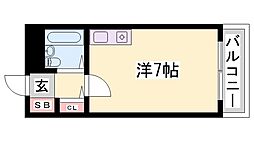 カルム白鷺 ワンルームの間取図画像