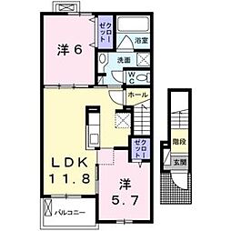 インプレスヴィラ 2LDKの間取図画像
