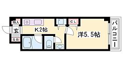 シティヒルズ2 1Kの間取図画像