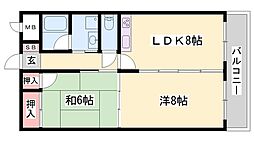 青山NKマンション 2LDKの間取図画像