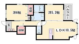 クール・ヴィヴァーチェC 2LDKの間取図画像