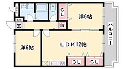 メゾン.ウイステリア 2LDKの間取図画像
