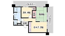 クリーンピア下寺町 2DKの間取図画像