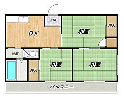 潮見が丘コーポラス 3DKの間取図画像