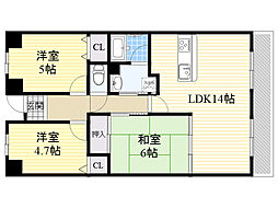 ヴィオラ千里 3LDKの間取図画像