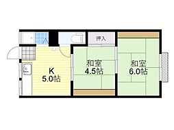 阪口ハイツ 2Kの間取図画像