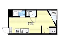 本町ハイツ ワンルームの間取図画像