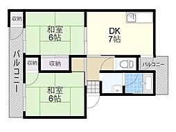 カノープス千里 2DKの間取図画像