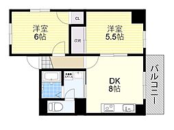 クリアコートU 2DKの間取図画像