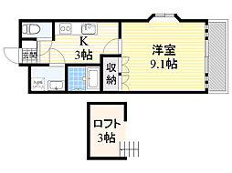 ラディアント 1Kの間取図画像
