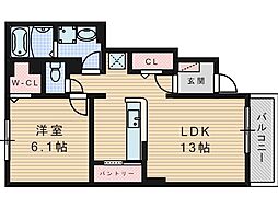 エイト史竹 1LDKの間取図画像