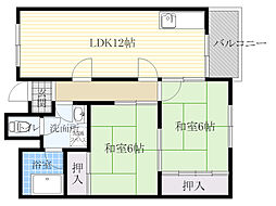 第3清涼マンション 2LDKの間取図画像