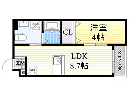 アルル三番館 1LDKの間取図画像