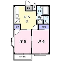 フローリッシュ奥野1 2DKの間取図画像