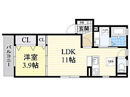 クレッシェンド3 1LDKの間取図画像