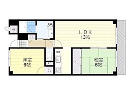 千里ピュアーライフ 2LDKの間取図画像