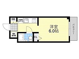 イーストヴィレッジ茨木 ワンルームの間取図画像