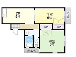竹園コープ 2DKの間取図画像