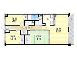 サンスーシ南千里 3LDKの間取図画像
