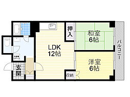 千里ピュアーライフ 2LDKの間取図画像
