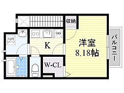 アスピリアパストラル 1Kの間取図画像