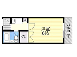 清水M1 ワンルームの間取図画像
