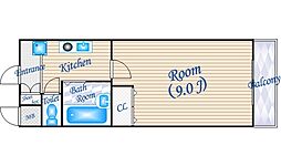リヴェール千里 1Kの間取図画像