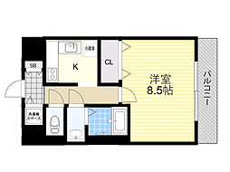 ノーム豊新2 1Kの間取図画像