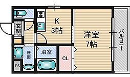 豊里セレニテ 1Kの間取図画像