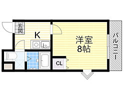 INOVE上山手 ワンルームの間取図画像