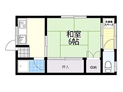 岡部コーポ 1Kの間取図画像