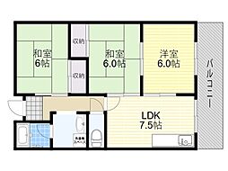 ハイツサニーサイド 3LDKの間取図画像
