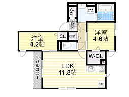 アムールメゾン2 2LDKの間取図画像