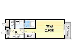 ジュネス・ブランドール 1Kの間取図画像