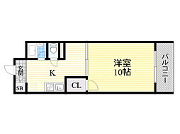 コージーコートヨドイ2 1Kの間取図画像