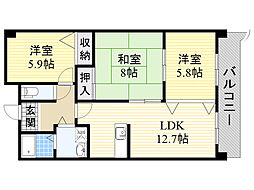 クオリティ五月ケ丘 3LDKの間取図画像