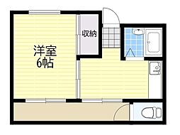 第二椿マンション 1Kの間取図画像