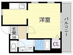 メロディハイツ千里丘 ワンルームの間取図画像