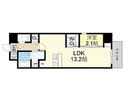 ONLYONE池田新町 1LDKの間取図画像