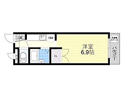 サンライズ箕面南館 1Kの間取図画像
