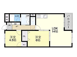千里坂ノ木ハイツ 2LDKの間取図画像