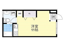 めぞんどすてら ワンルームの間取図画像